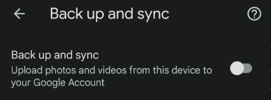 Disabled Back up and sync option in Android
